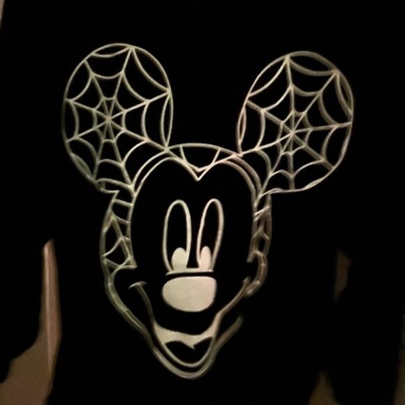 Disney Spirit Jersey Glow Mickey Spider Web Boo Long Sleeve XS Halloween Spooky - Picture 9 of 9